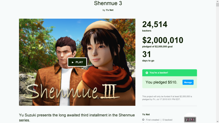 Shenmue 3 is Real