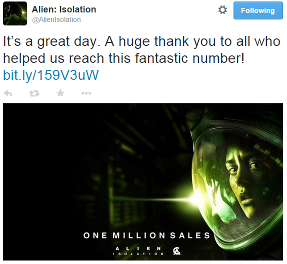 Alien Isolation Tweet